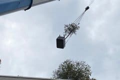 blue and white crane