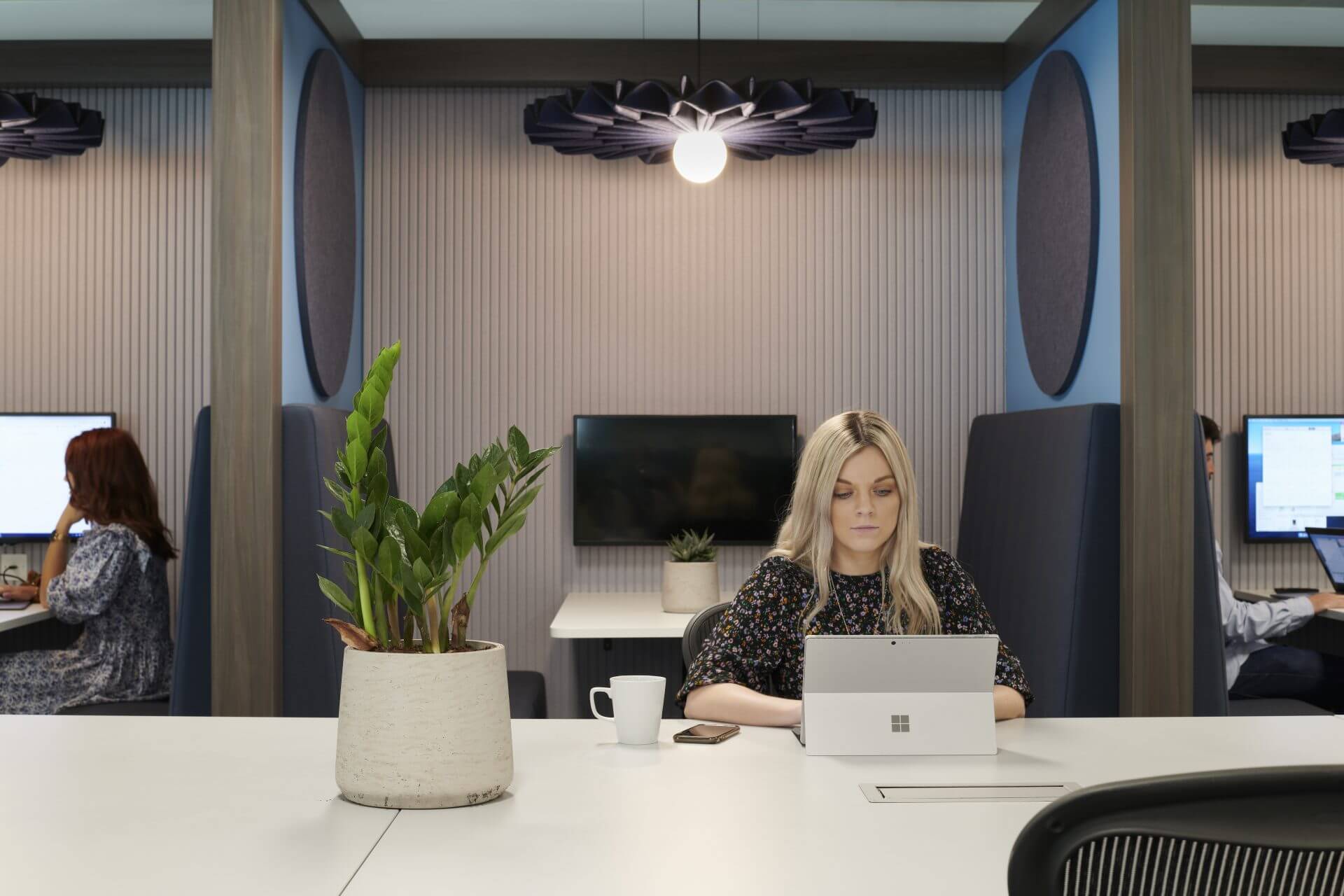 communal office area with plants