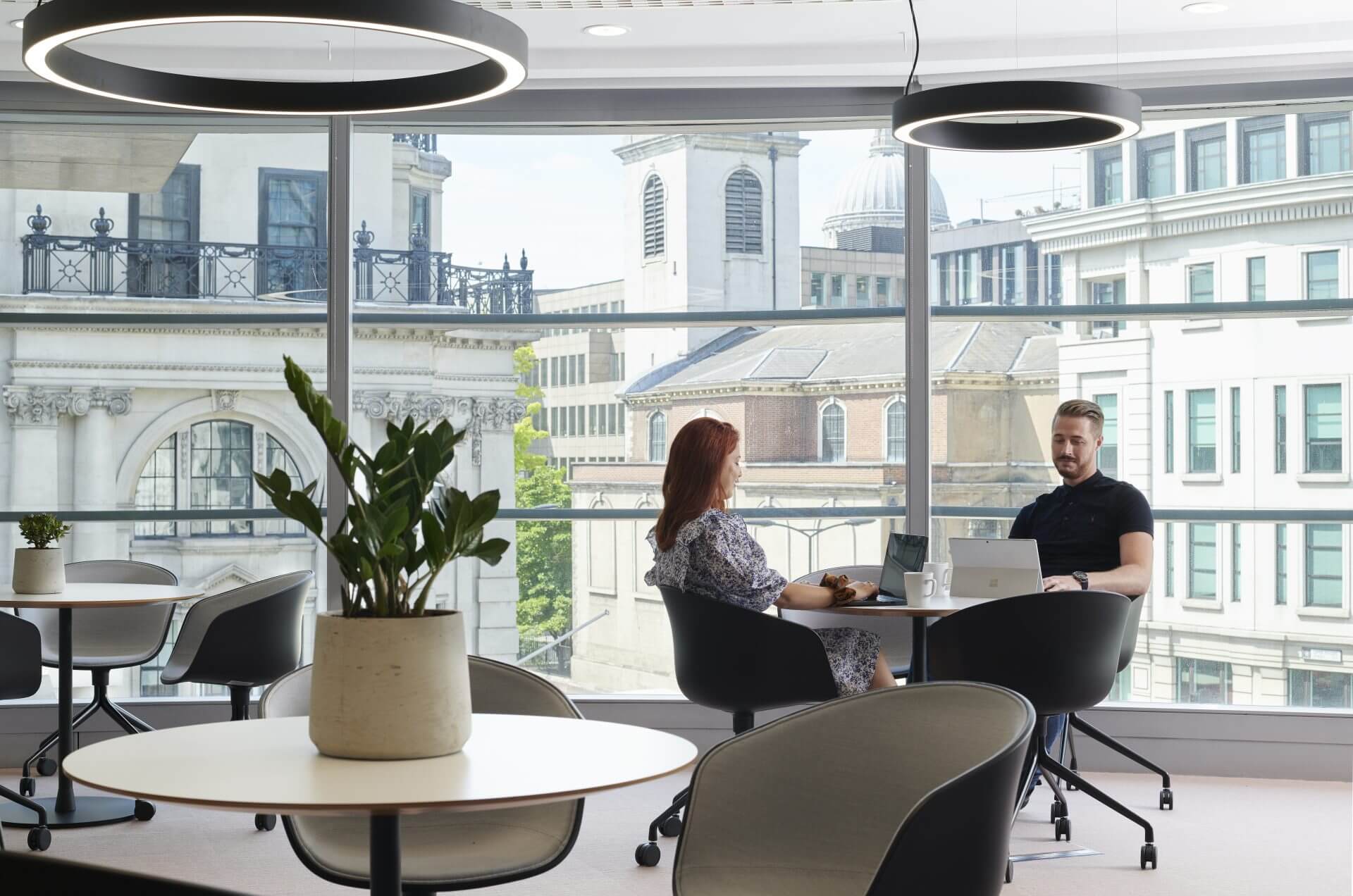 office cafe area with plants