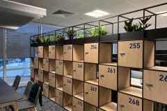 plants on top of storage lockers