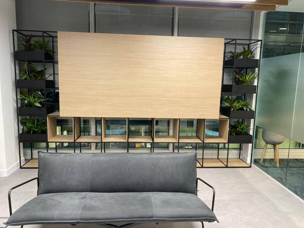 storage unit with plants