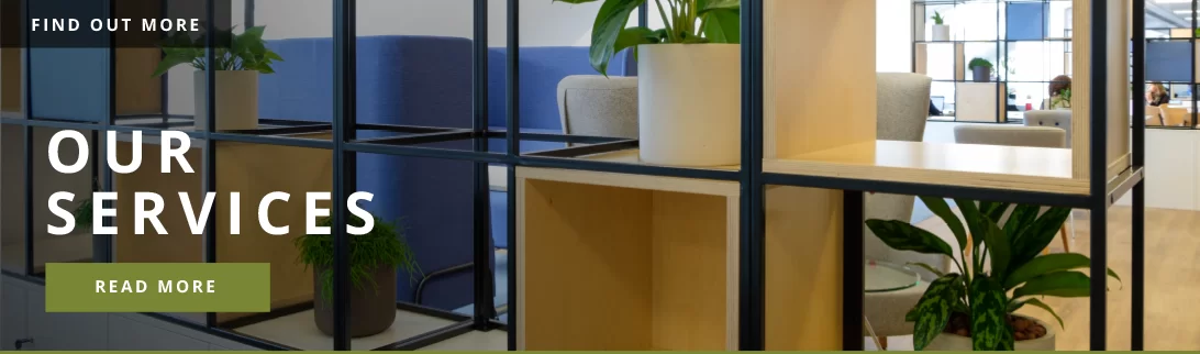 Our Service banner with plants in office.